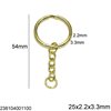 Iron Keychain with Split Ring Rounded Wire 25x2.2x3.3mm and Oval Link Chain