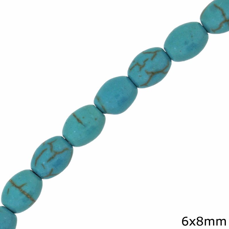 Turquoise Chinese Oval Beads 6x8mm