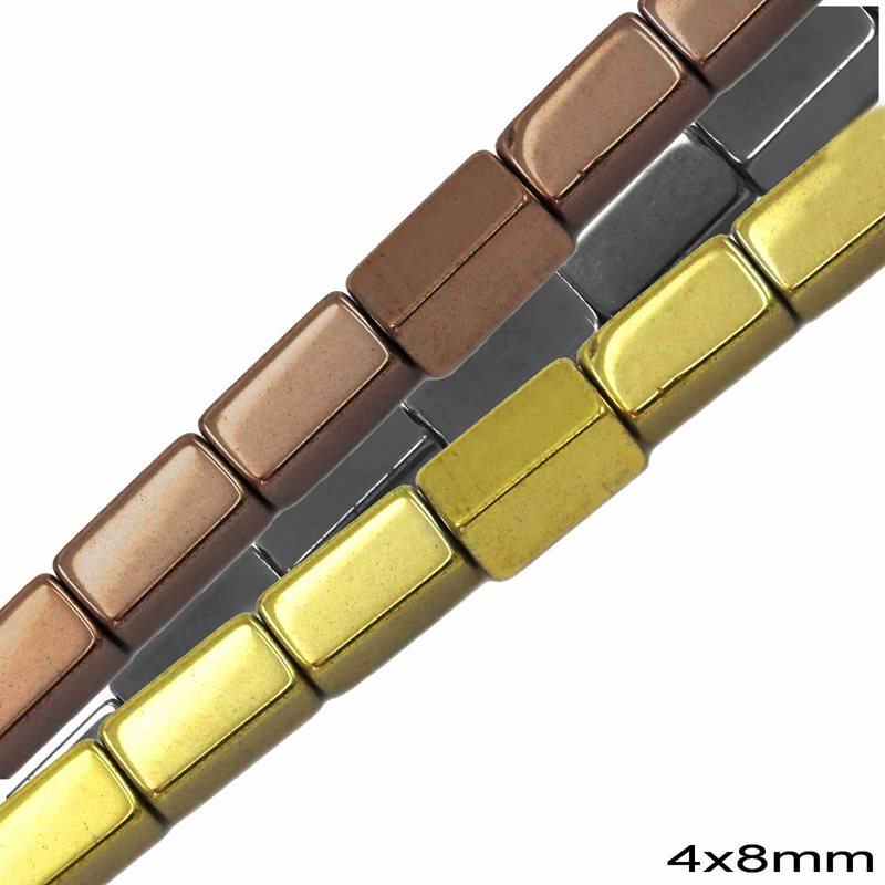 Χάνδρες Αιματίνη Παραλληλεπίπεδο 4x8mm