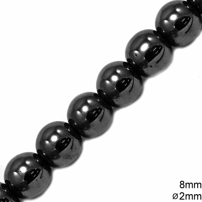 Hematite Round Beads 8mm with Hole 2mm