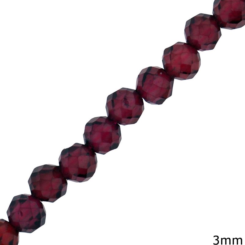 Garnet Faceted Beads 3mm