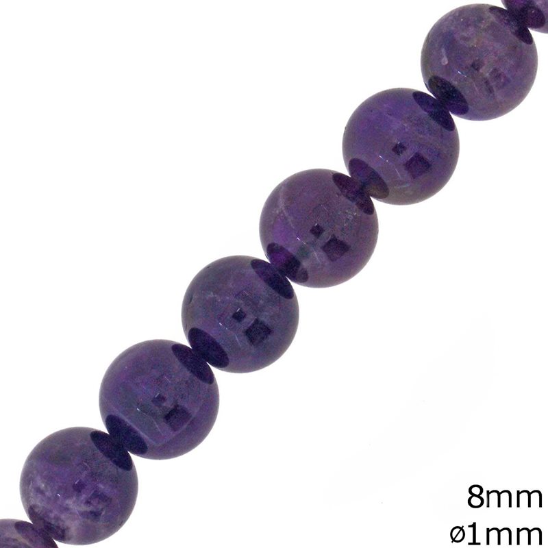 Amethyst Beads 8mm Hole 1mm