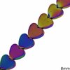 Hematine Flat Heart Beads 8mm