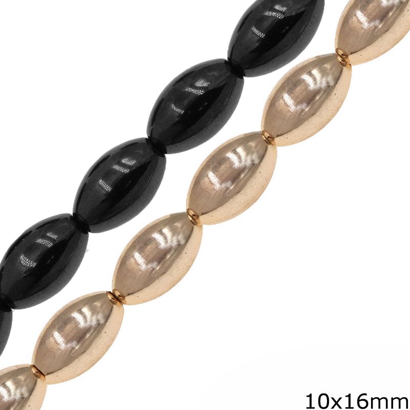 Oval Hematine Beads 10x16mm