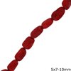 Coral Oval Bamboo Beads 5x7-10mm