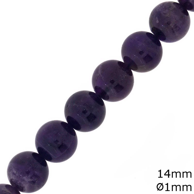 Amethyst Beads 14mm Hole 2mm