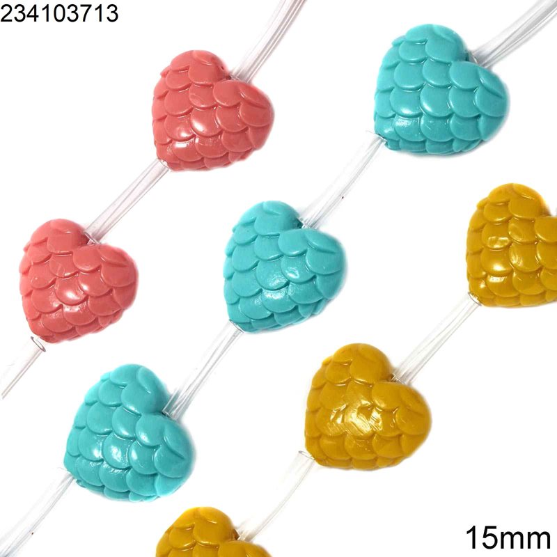 Pasta Heart Beads 15mm