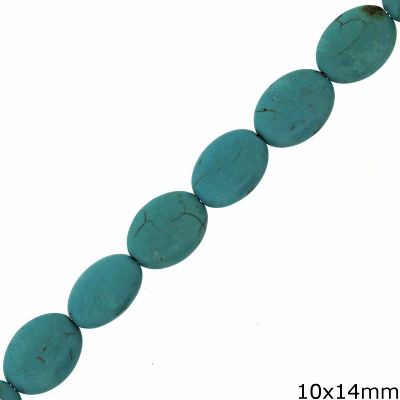 Tuquoise Flat Crackle Oval Beads 10x14mm