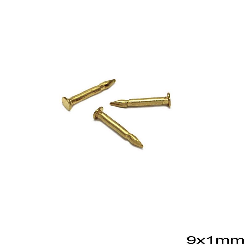Brass Nail Pin Back 9x1mm