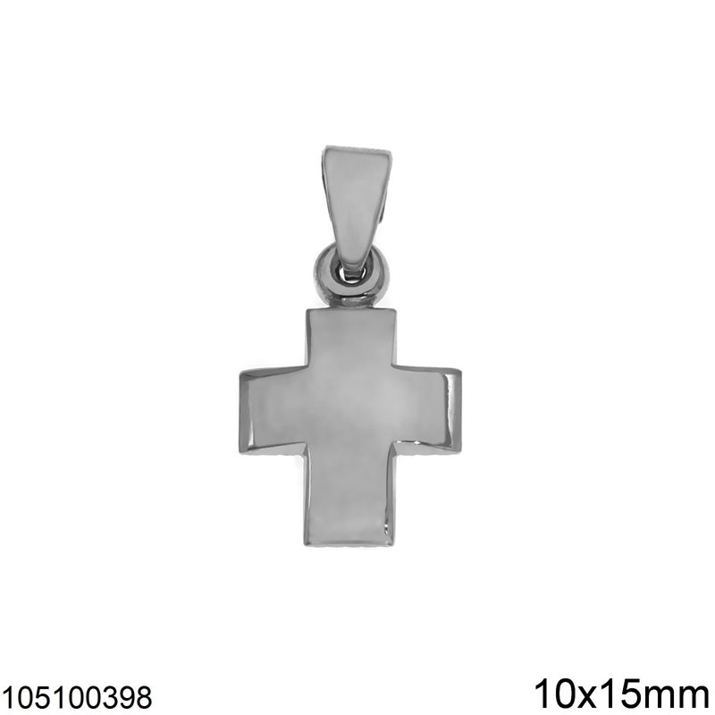 Silver 925 Cross Pendant Bold 10x15mm