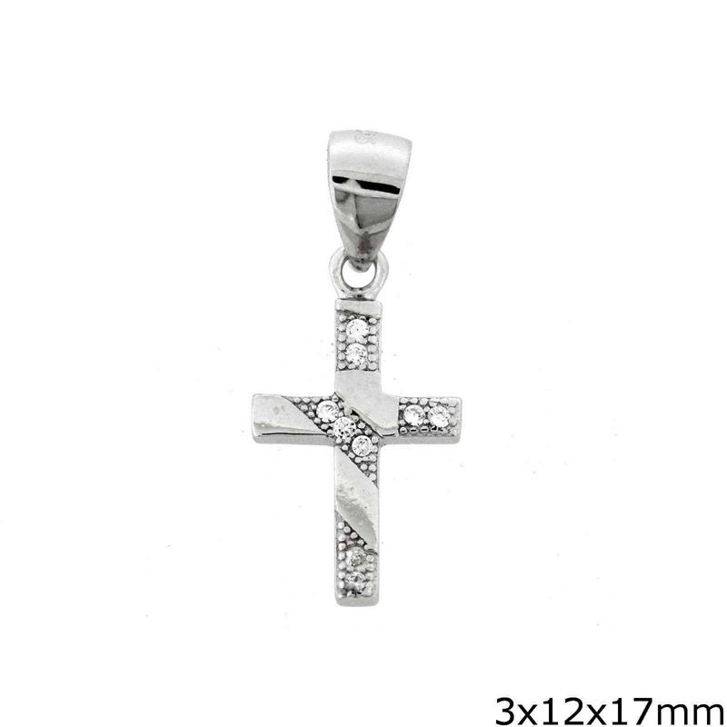 Silver 925 Pendant in shape of Cross 12x17x3mm