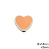 Casting Bead Heart with Enamel 12x14mm