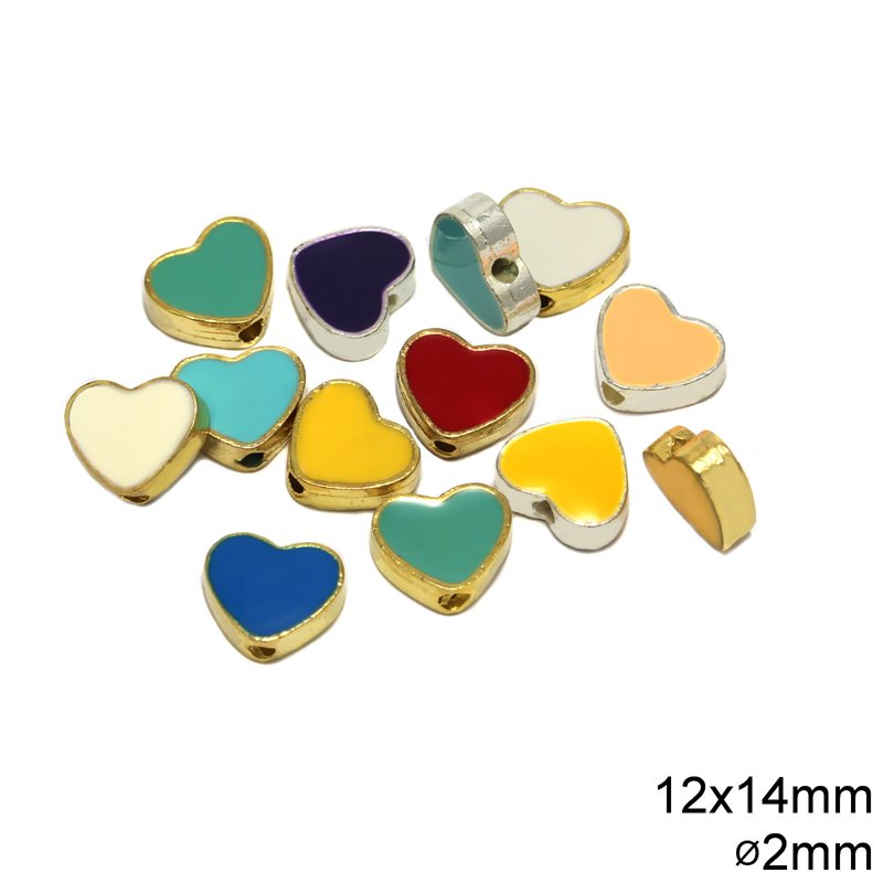 Casting Bead Heart with Enamel 12x14mm