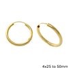 Silver 925 Earring Hoops 4x25 to 50mm