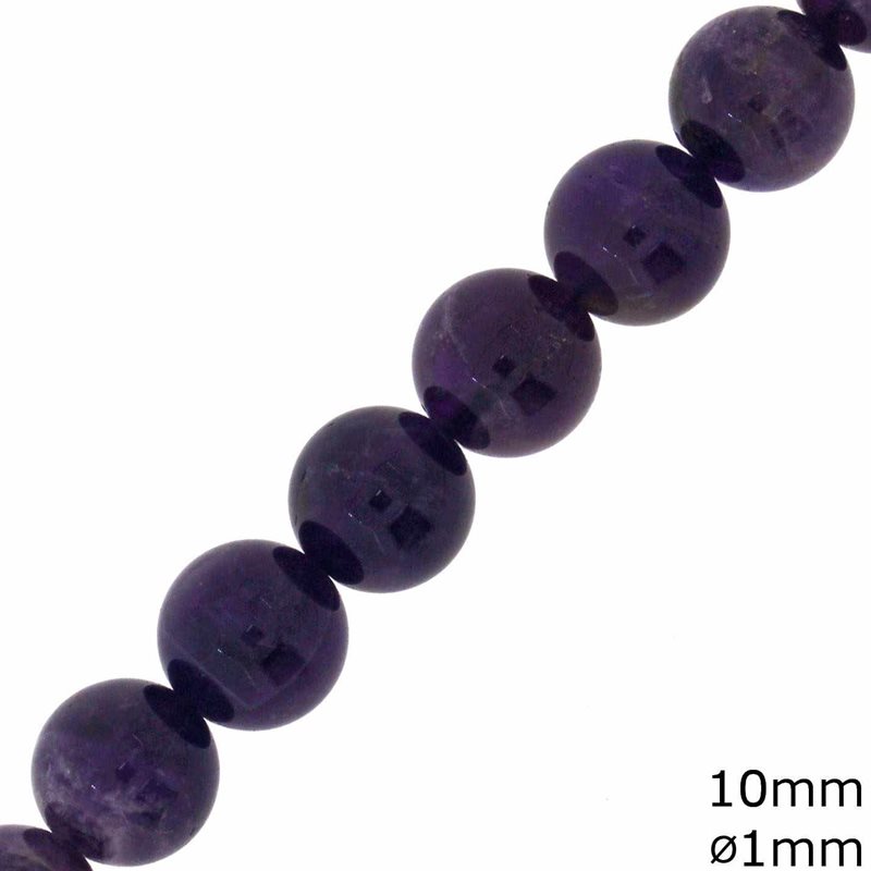 Amethyst Beads 10mm Hole 1mm