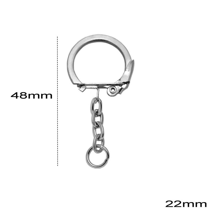 Iron Keychain with Snap Hook Ring 22mm and Flat Oval Link Chain