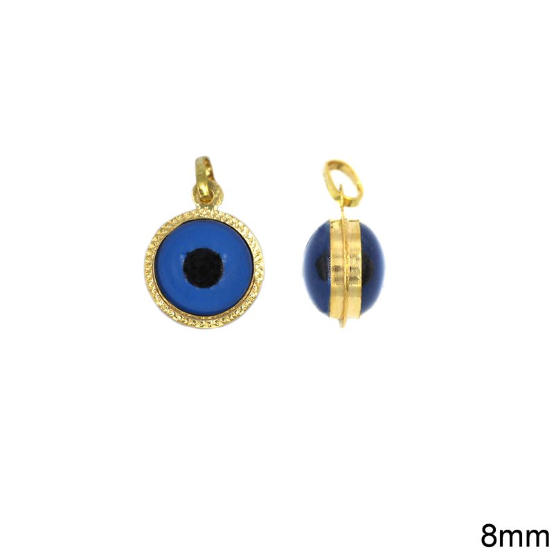 Gold Evil Eye Pendant 8mm K14 0.9gr