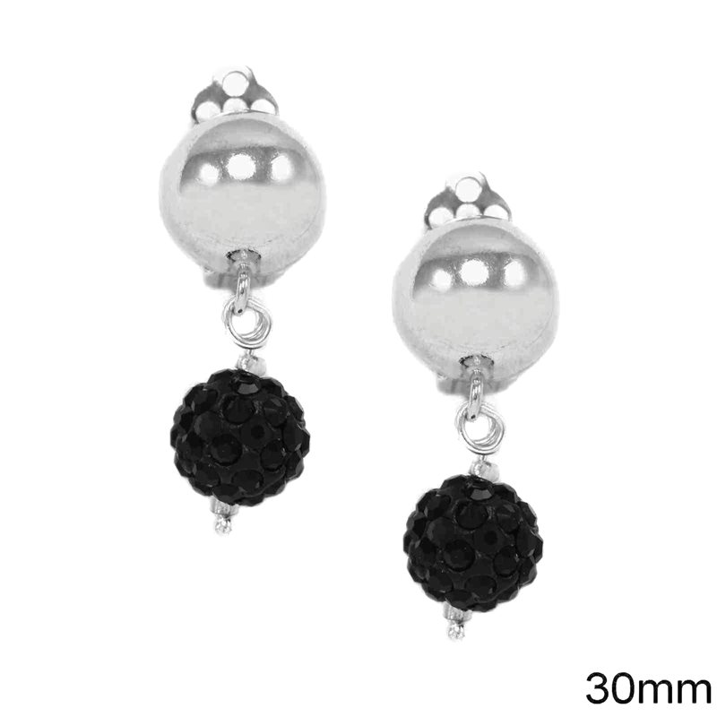 Silver 925  Earrings with Hanging Balls 30mm