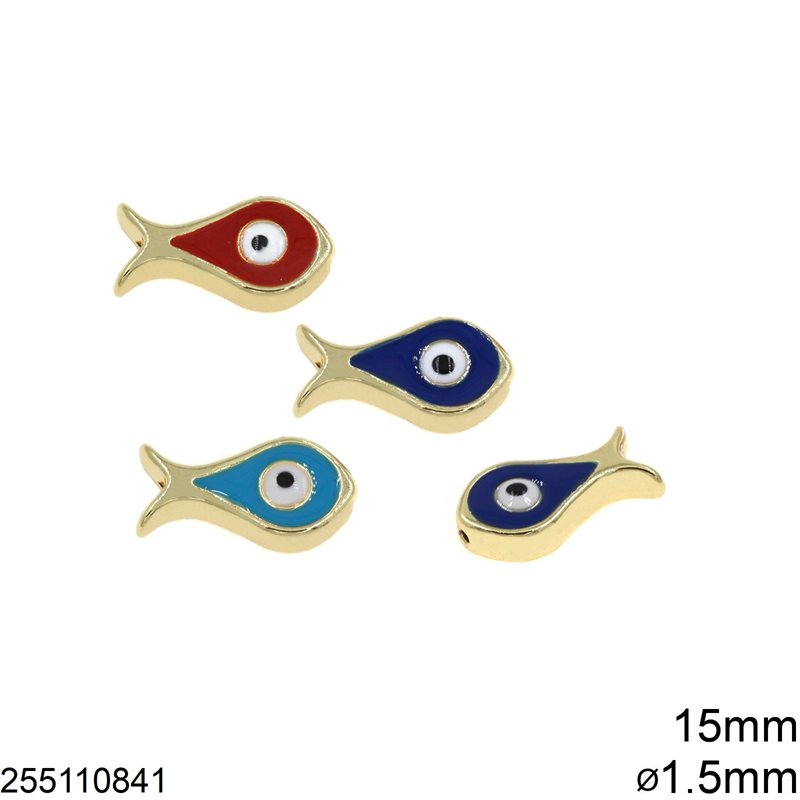 Casting Fish Bead with Enamel 15mm and Hole 1.5mm
