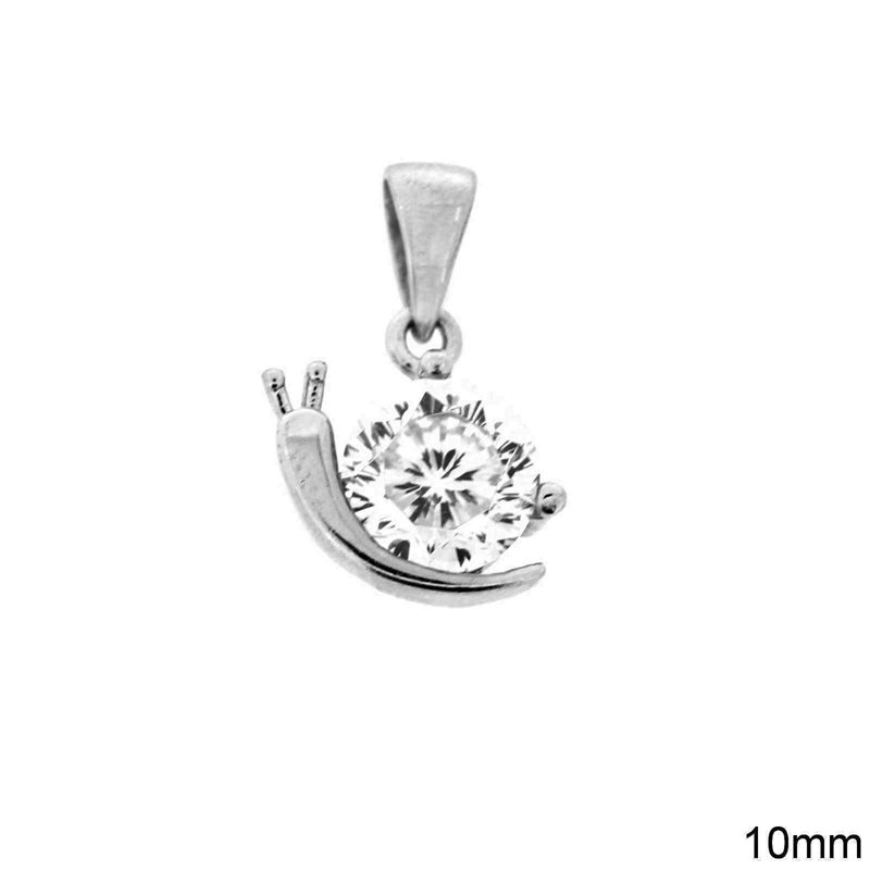 Silver 925 Pendant Snail with Zircon 10mm