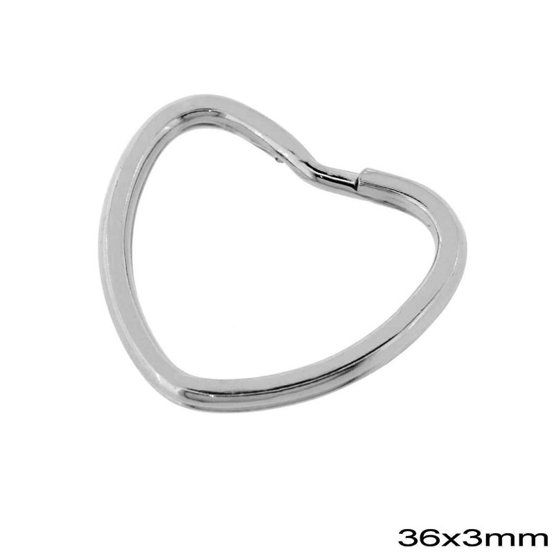 Iron Split Heart Ring Flat Wire 36x3mm