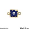 Casting Square Spacer  with Enameled Evil Eye 20x11.5mm 