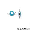 Casting Round Evil Eye Spacer with Enamel 11-12x6.6mm 