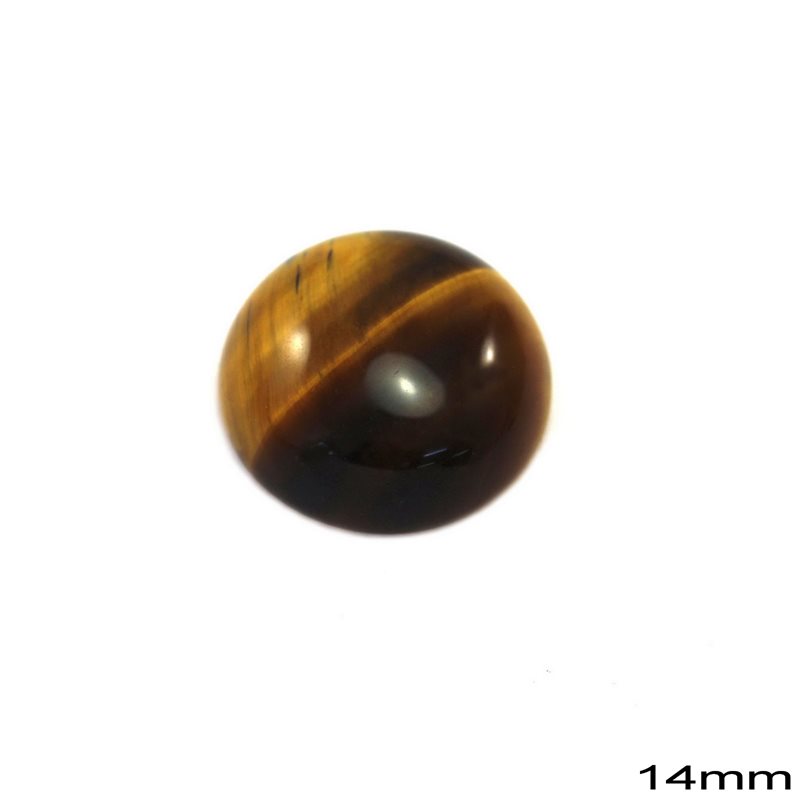 Semi Precious Tiger Eye Cabochon Round Stone 14mm