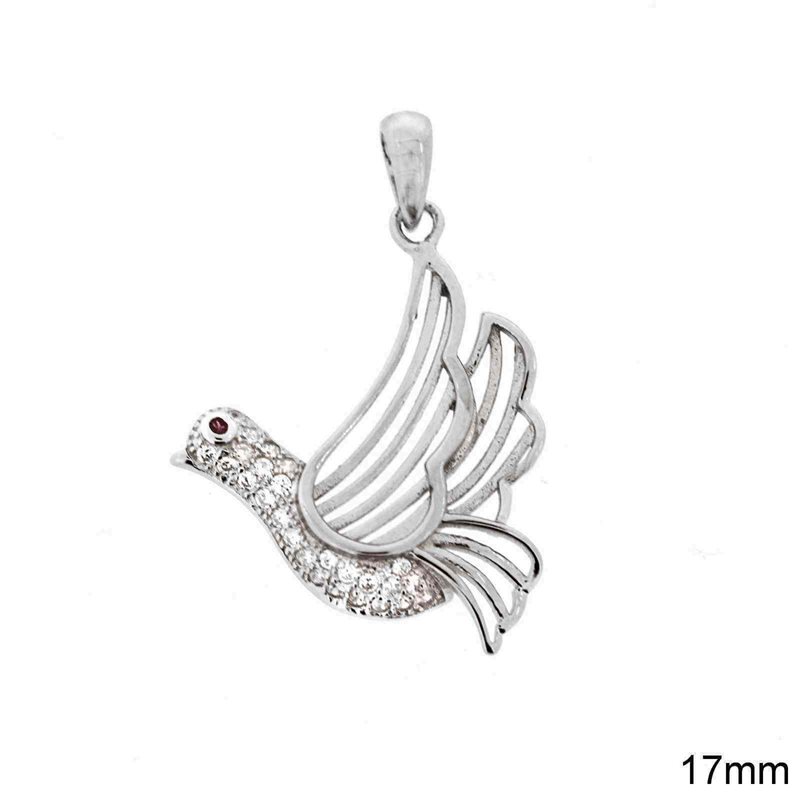 Silver 925 Pendant Pigeon with Zircon 17mm