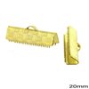 Brass Textured Rectangular Crimp End for Ribbon with Spikes 20mm