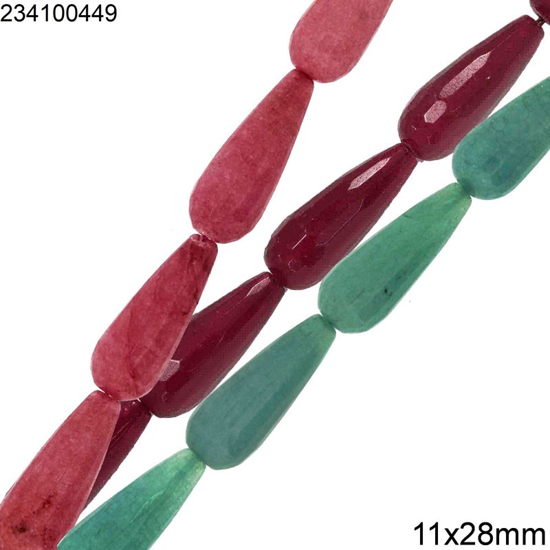 Jade Pearshape Faceted Bead 11x28mm