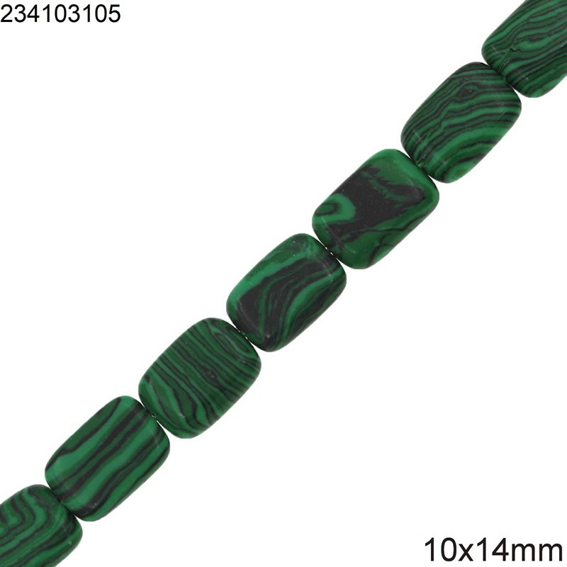 Malachite Rectangular Beads 10x14mm