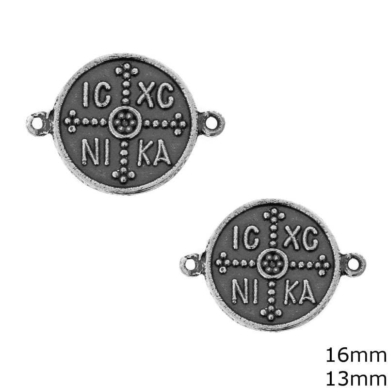 Silver 925 Constantinato Coin Oxyde 16-13mm