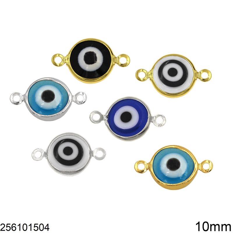 Διάστημα Μπρούτζινο Στρογγυλό με Μάτι Γυάλινο Διπλής Όψης 10mm