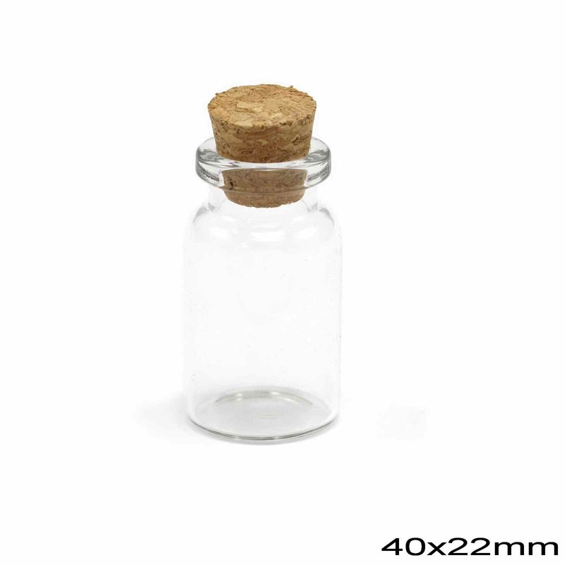 Glass Bottle with Cork 40x22mm