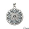 Silver 925 Round Pendant with Stones 22mm 