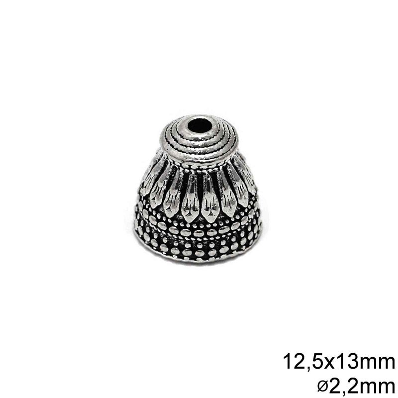 Casting Tassel Cap 12.5x13mm with 2.2mm hole, Antique silver plated
