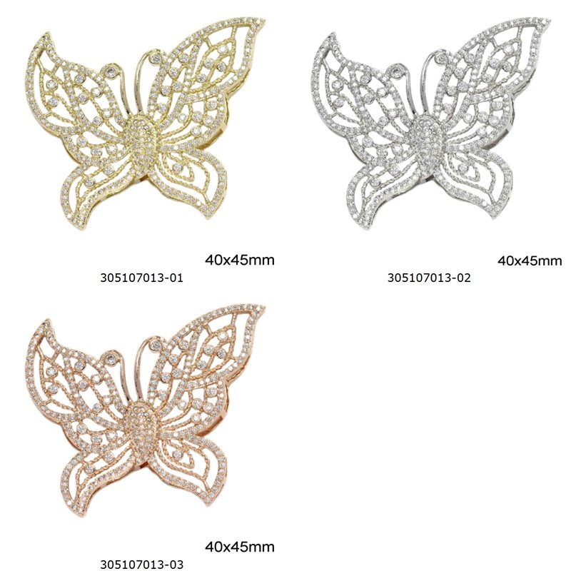 Metallic Spacer Butterfly with zircon 40x45mm