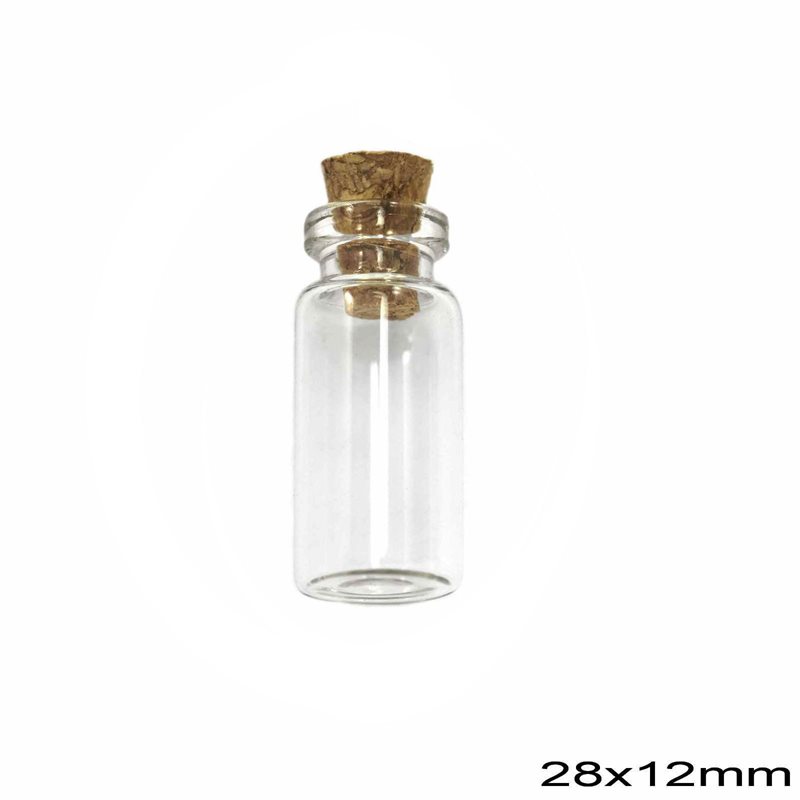 Glass Bottle with Cork 28x12mm