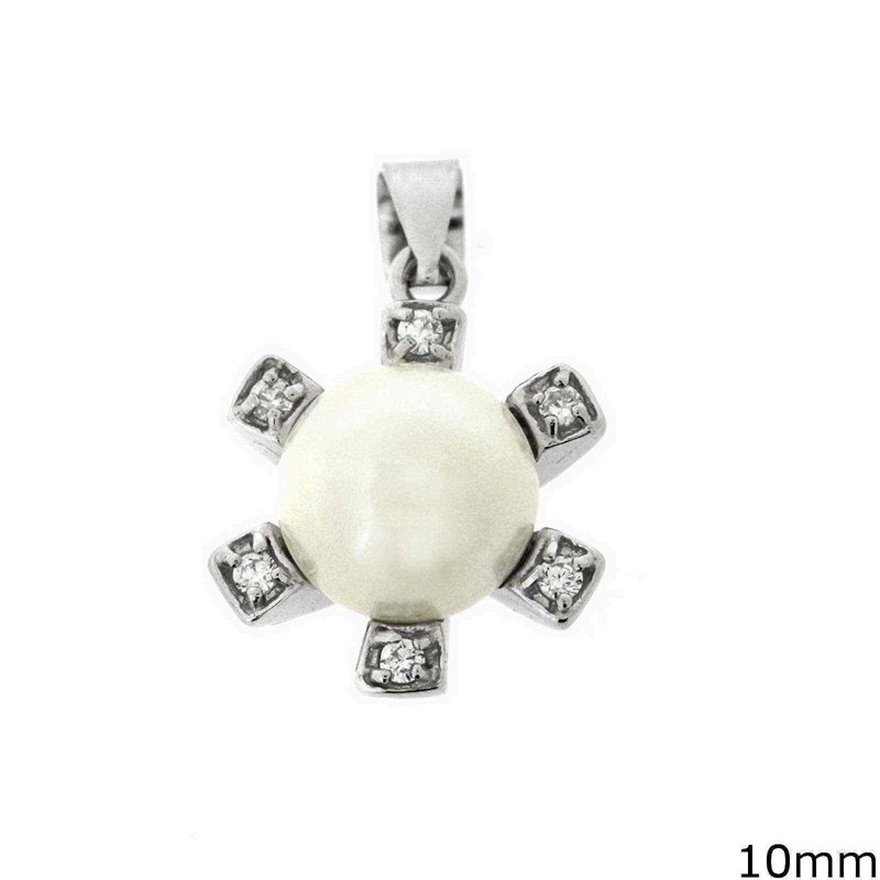 Silver 925 Pendant with Freshwater Pearl 10mm