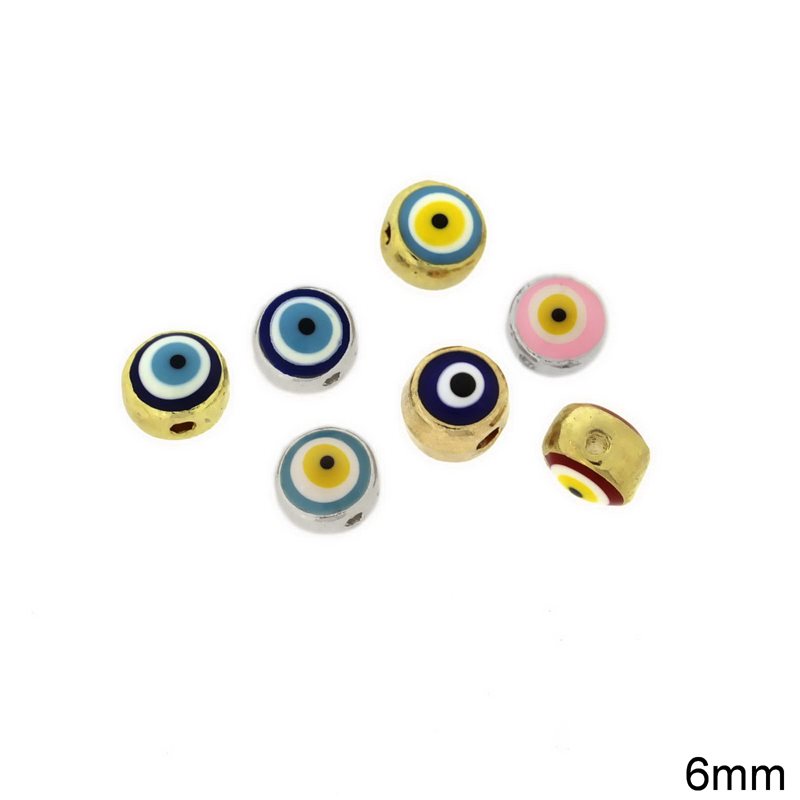 Χάνδρα Χυτή Μάτι με Σμάλτο 6mm και Τρύπα 0.8mm