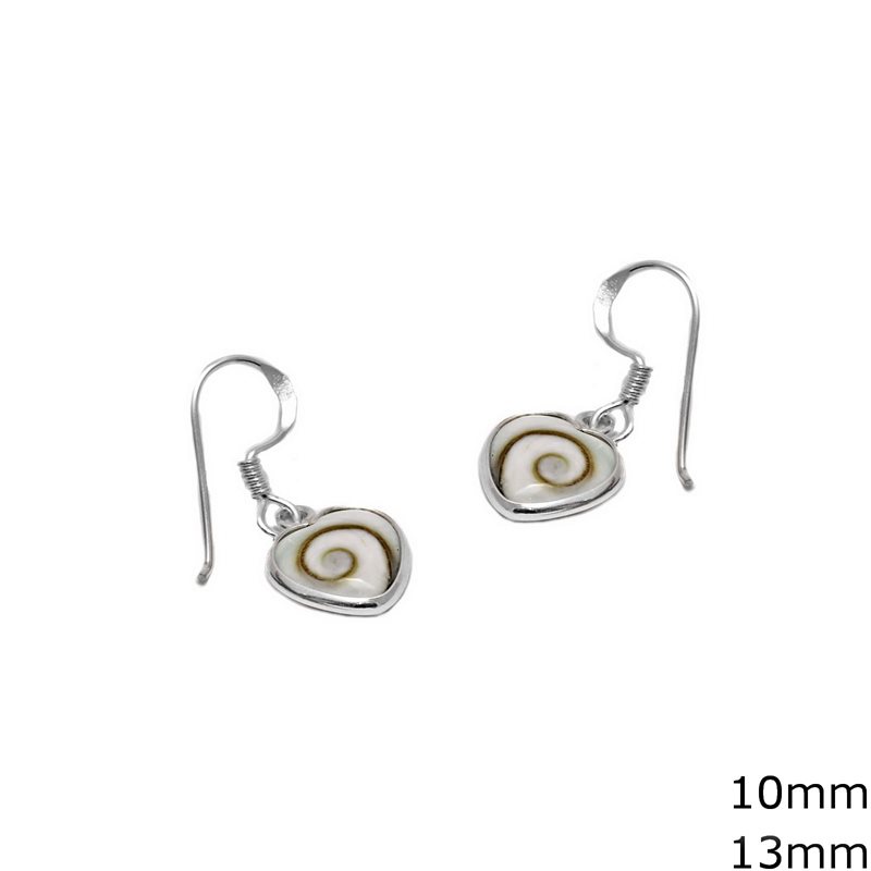 Silver 925 Earrings Heart Shiva's Eye 10-13mm