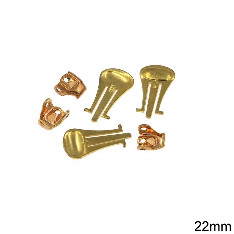 Brass Ear Clip Back & Spring Brass 22mm