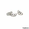 Brass Rhinestone Bridge Spacer 13x6mm with 2 Holes, Silver plated