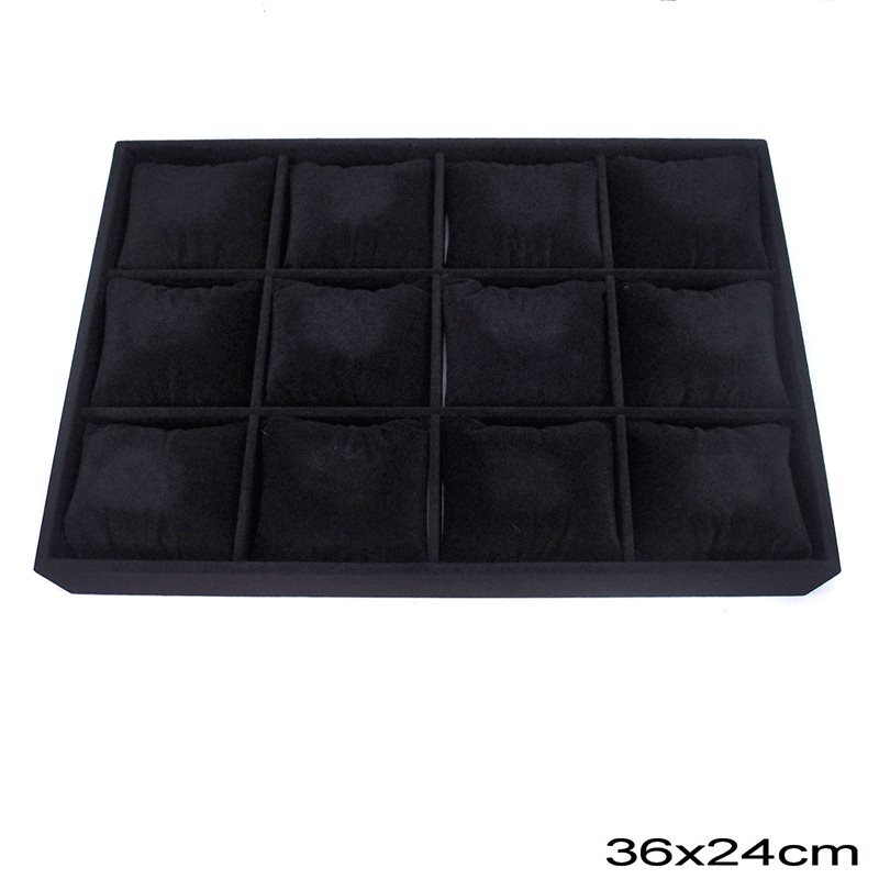 Velvet Display Tray with 12 Posts with Cushions 36x24cm
