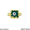 Casting Square Spacer  with Enameled Evil Eye 20x11.5mm 