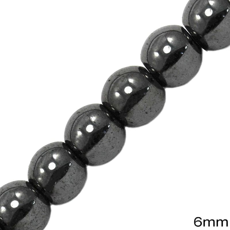 Hematine Round Beads 6mm