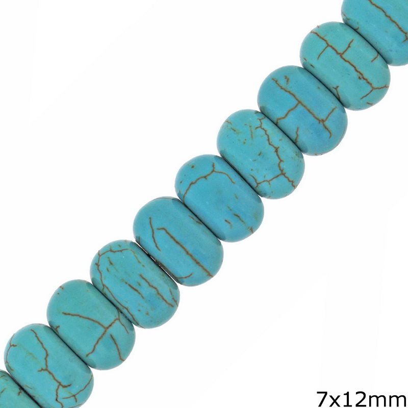 Turquoise Crackle Rondelle Beads 7x12mm