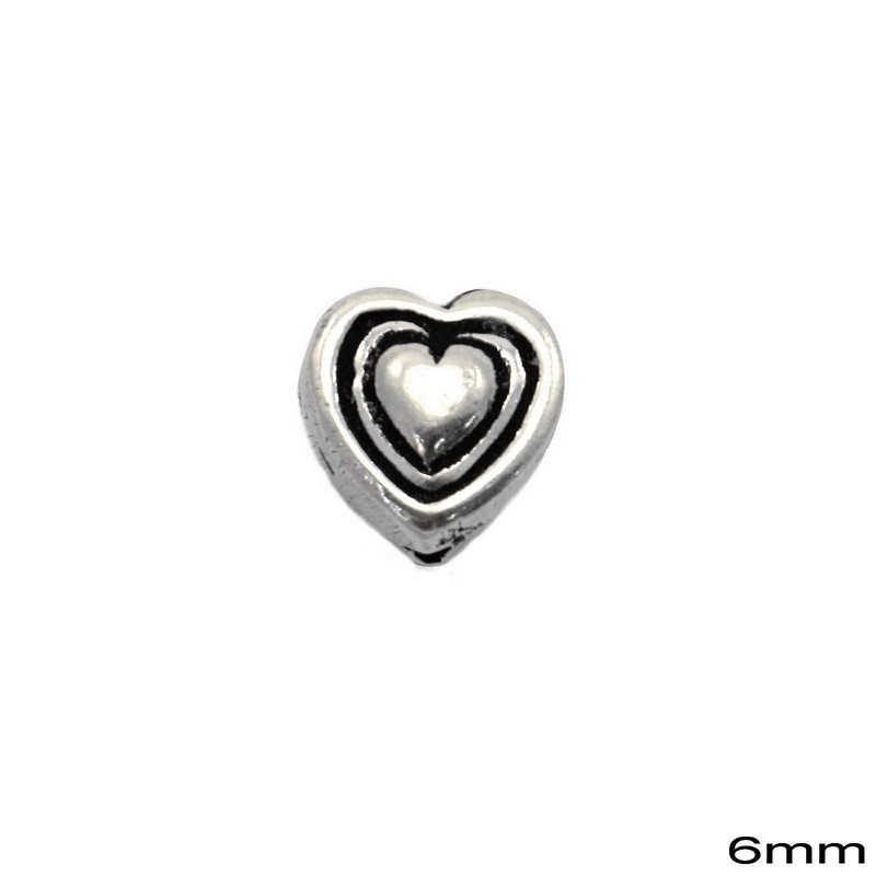 Silver 925 Bead  Heart 6mm