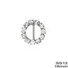 Round Buckle with Rhinestones SS12 16mm Nickel color NF